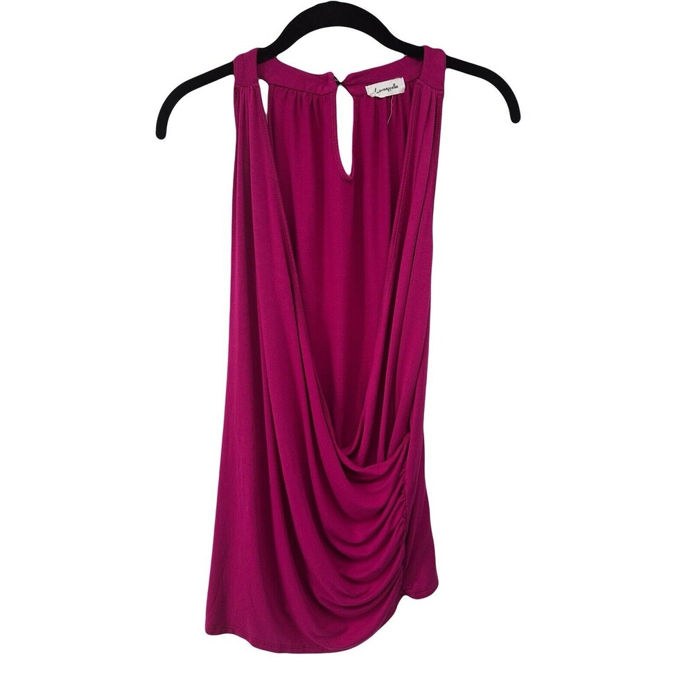 Lovapella Sz Small Hot Pink Blouse Tank Deep V 90's Style Stetchy